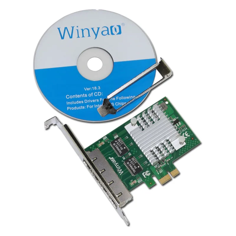 Winyao E350T4 PCI-e X1 четырехпортовый гигабитный Ethernet-сервер адаптер 10/100/1000M сетевая
