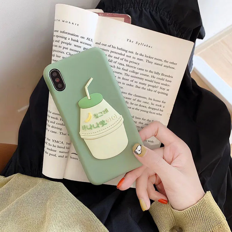 3D чехол для телефона с клубничным и банановым молоком чехлы iPhone X утолщенный