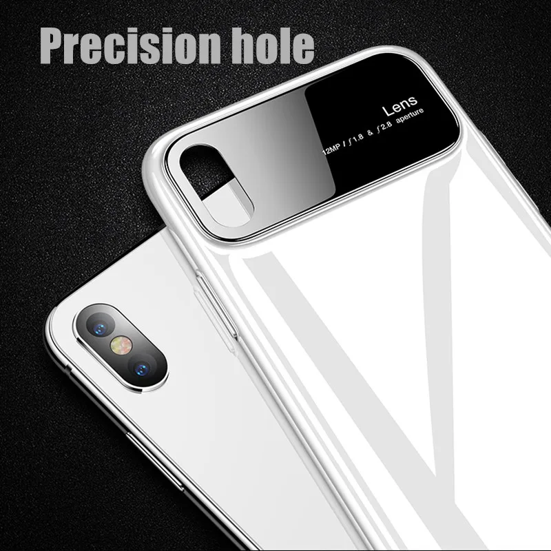 Роскошный зеркальный бронированный стеклянный чехол для iPhone X 6 6s 7 8 Plus