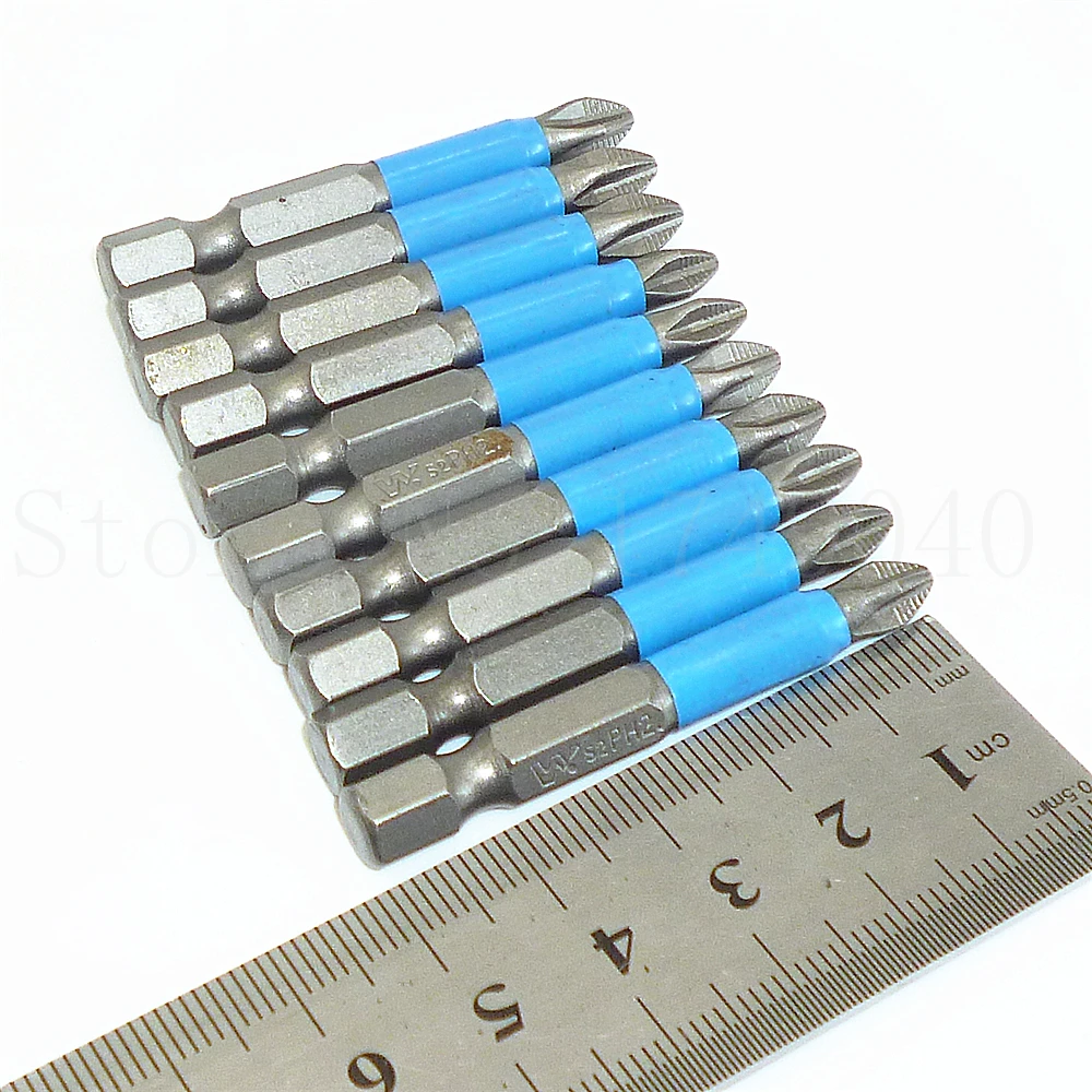 

10pcs 50mm Anti Slip Phillips PH2 S2 Screwdriver Bits Set Quick Release1/4" Hex Shank Magnetic Tip Single Side Screw Driver Bit
