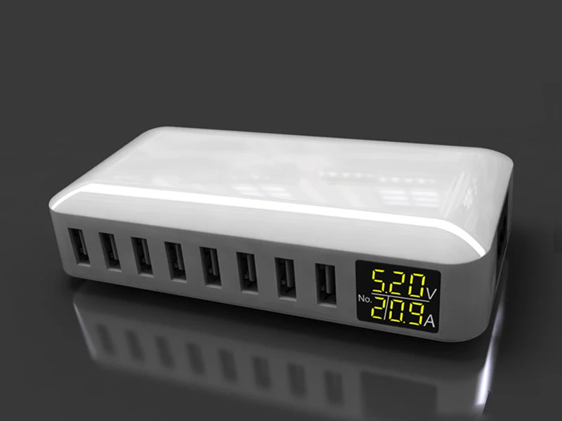 INGMAYA многопортовое USB зарядное устройство 5V8A LED шоу в реальном времени Зарядка для iPhone iPad Mini Samsung Huawei Pixel Mi DV AC адаптер питания