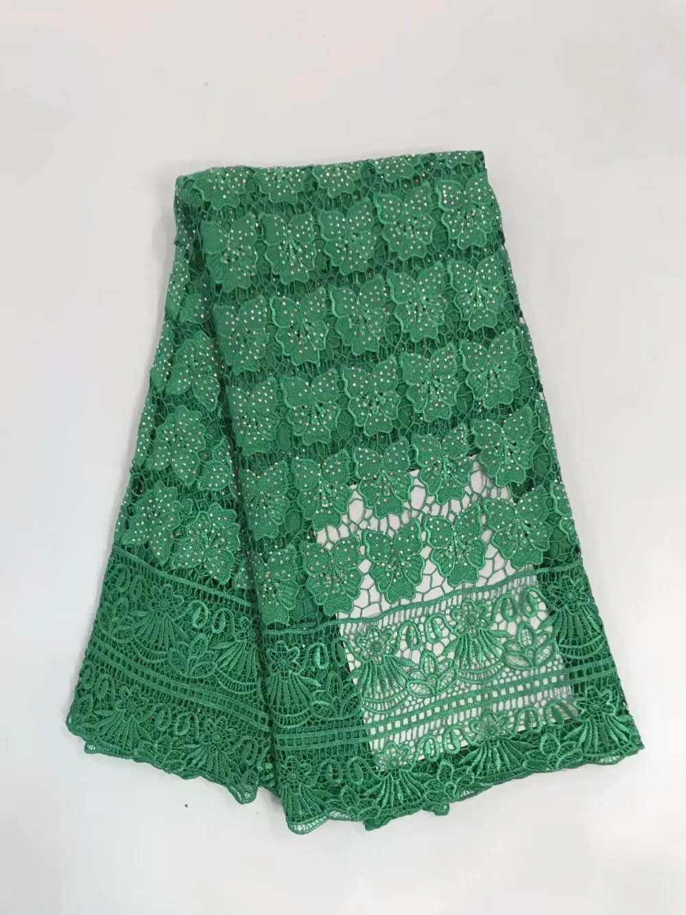 

RL81002 with stone high quality Embroidery polyester light African guipure cord water soluble lace Fabric for nice dress 5y/lot