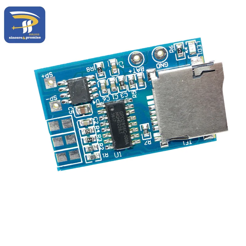 TF card MP3 decoder board with 2W power decoding module 3.7-5V mixed mono playback memory | Электронные компоненты и