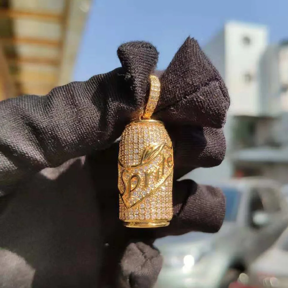 USENSET хип-хоп ювелирные изделия Bling 3A зеленый цирконий белый цирконий Твердые спрайт бутылка кулон крутые аксессуары