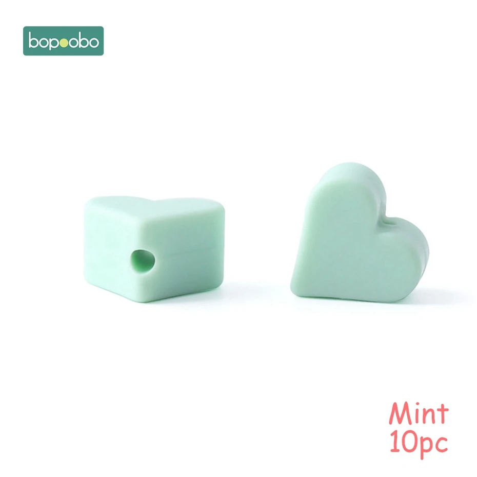 Mint Heart Bopoobo 10 шт Силиконовые Бусины, пищевой силиконовый Прорезыватель зубов в виде звезды, Товары для малышей, силиконовый браслет для грызунов, сделай сам, детский Прорезыватель для зубов - Цвет: Mint Heart