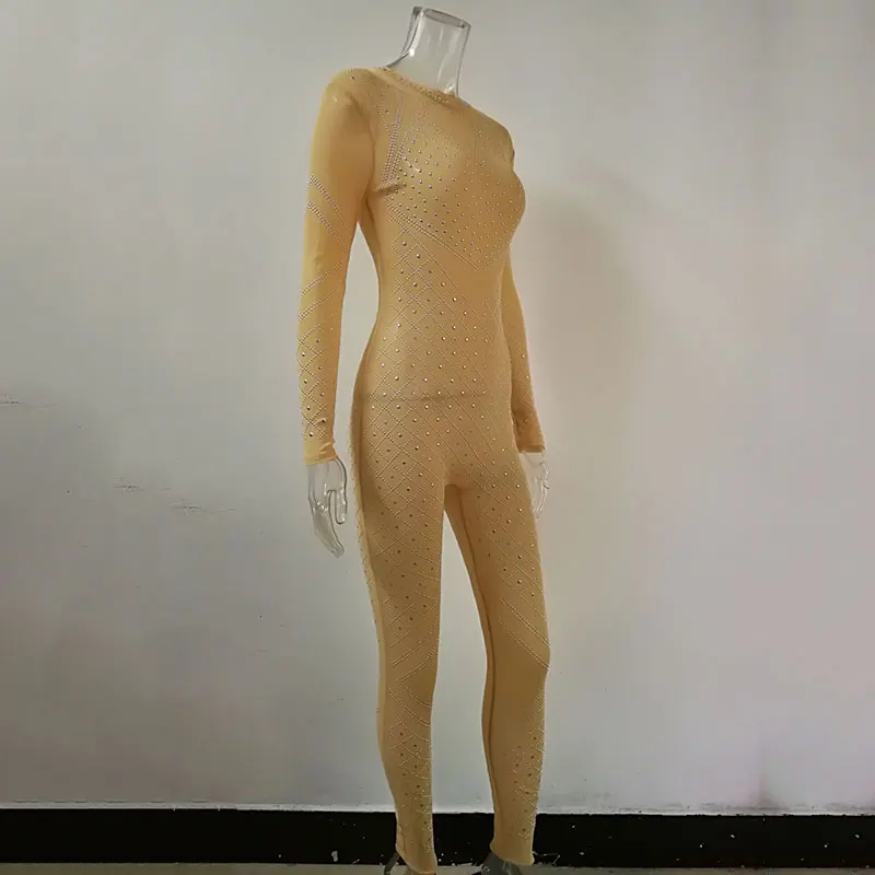 GACVGA блестящие Bodycon Комбинезоны для женщин Кристалл для пикантные алмаз перспектива День Рождения Праздновать