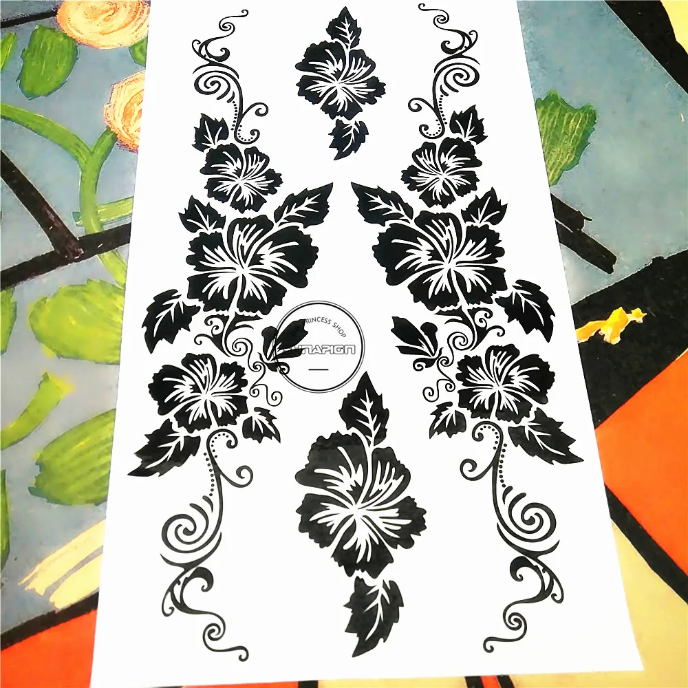 SHNAPIGN черная лоза цветок временная татуировка боди арт рука флэш тату наклейка s