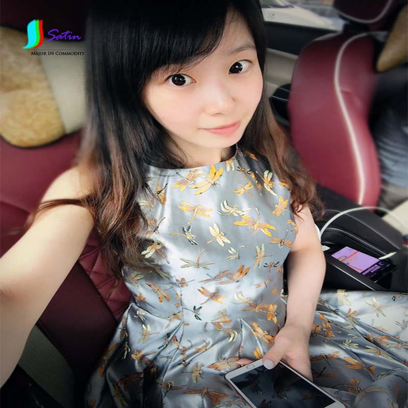 Цветная жаккардовая ткань с рисунком стрекозы имитация шелка парчовая китайский