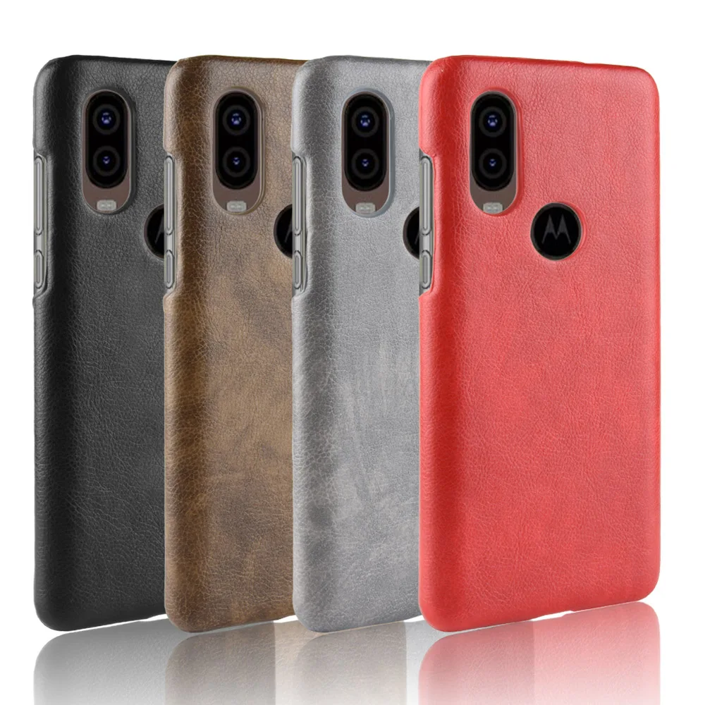 Чехол для Motorola One Vision ретро чехол из искусственной кожи с узором Личи Жесткий