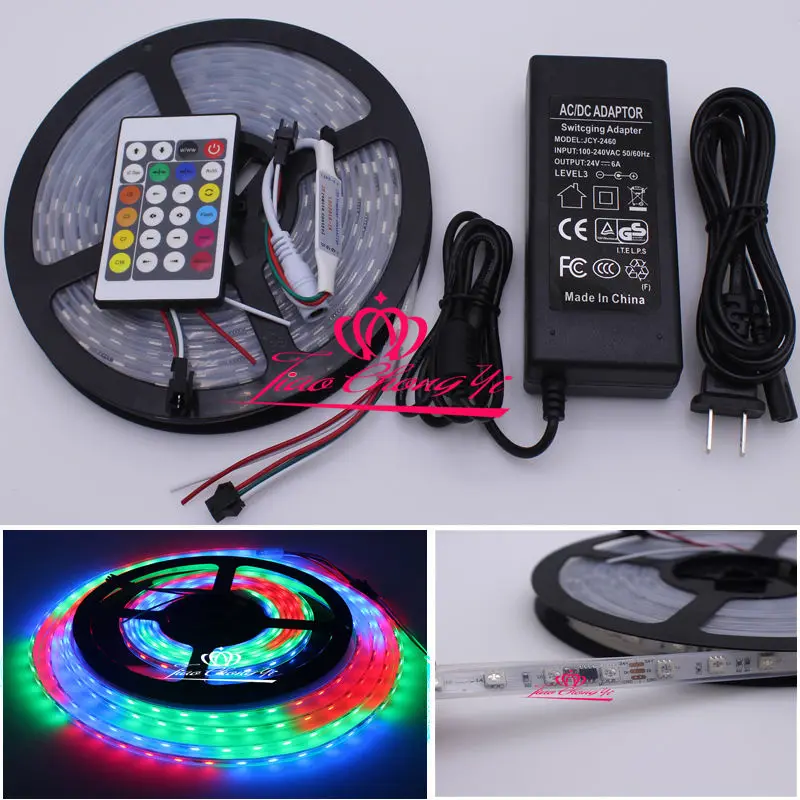 WS2811 RGB Мечта Цвет 300 светодиодный Светодиодный полоса DC12V 24V + контроллер комплект