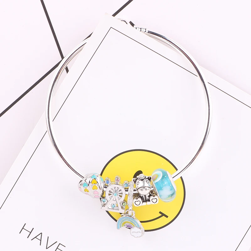 AIFEILI New Year Gift Rainbow Beads Pendant Series DIY Suitable for Women Bracelet Jewelry Charm High Quality European Gifts | Украшения и