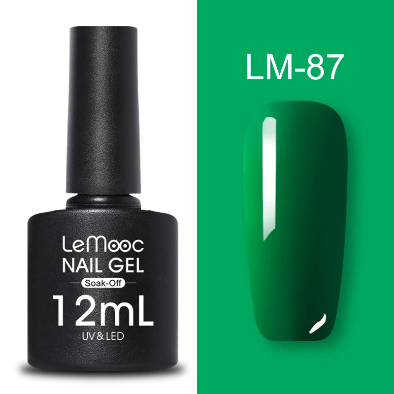 LM-87 LEMOOC, 12 мл, Цветной Гель-лак для ногтей, блестки, блестки, полуперманентный замачиваемый лак, УФ-гель, сделай сам, Гель-лак для ногтей - Цвет: LM-87