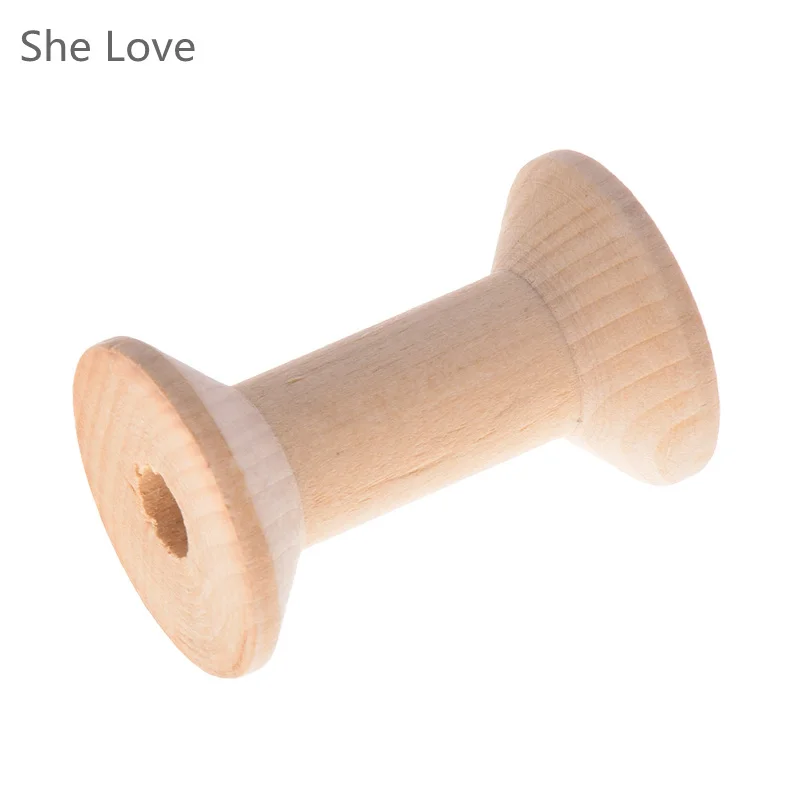 Она любит 5 шт. Винтаж стиль пустой деревянный катушки для Вышивание ленты шпагат