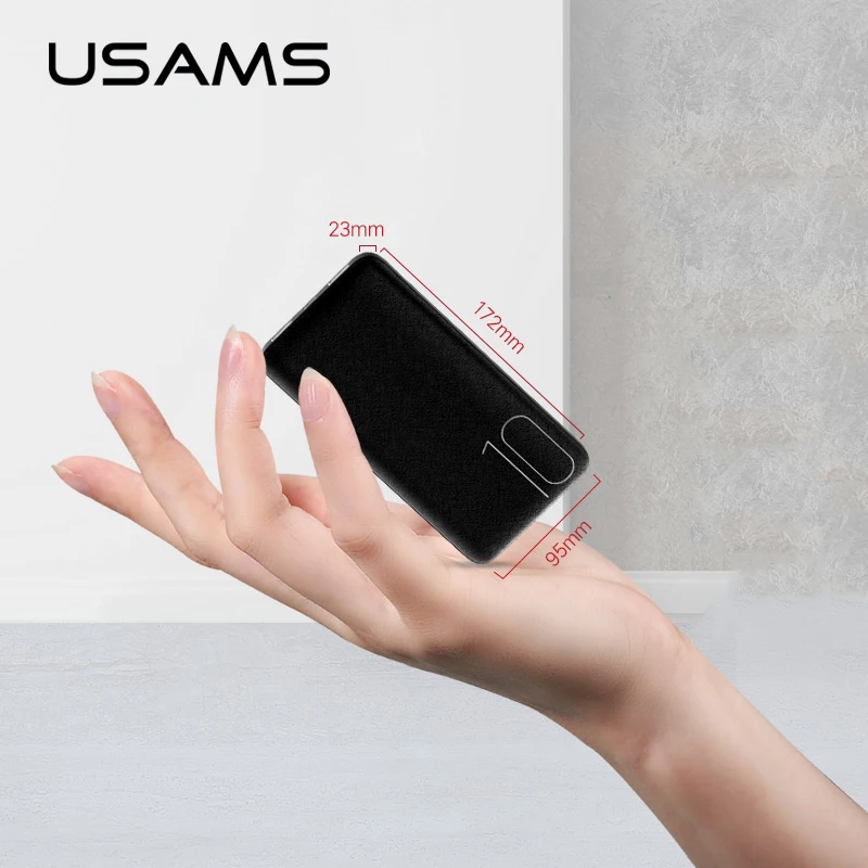 USAMS ультра тонкий 10000 mAh банк питания внешний аккумулятор mah для iPhone Xiaomi Pover Банк