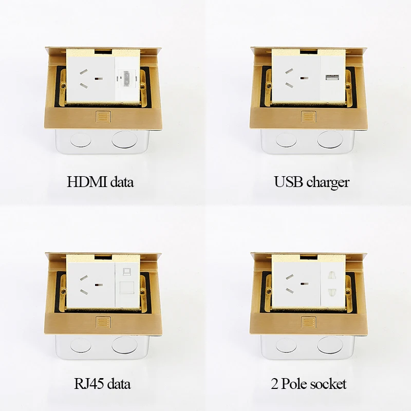 Smart Home Eu Standard Power Socket Brass Panel Floor Table Plug Computer Electrical Pop Kitchen Rj45 Outlet With Usb | Обустройство