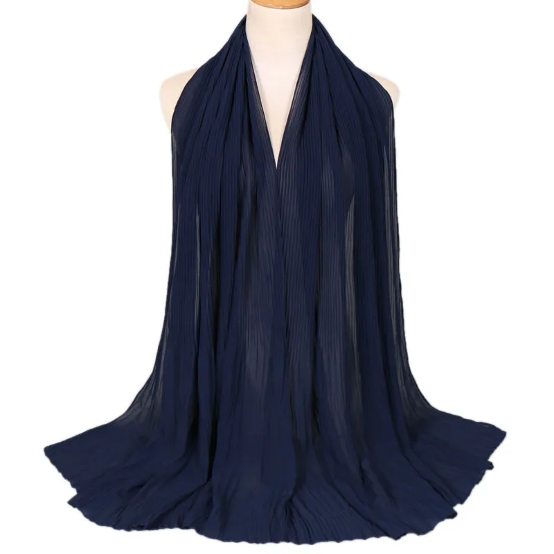 Muslim Women Crinkle Hijab Shawl Female Headscarf Plain Chiffon Islamic Turban Instant Scarf Ready To Wear Wrap Head foulard