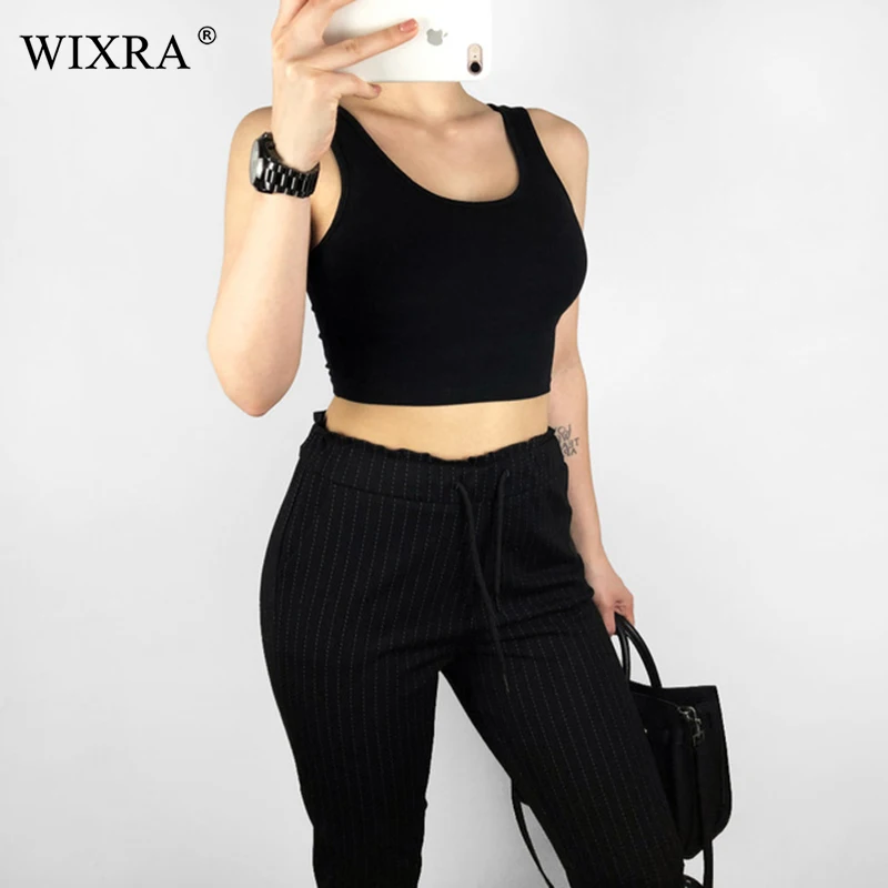 Женский топ на бретельках Wixra однотонный Повседневный короткий для спортзала