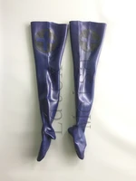 100 natural 1 0mm heavy lingerie latex stockings in blue color for women