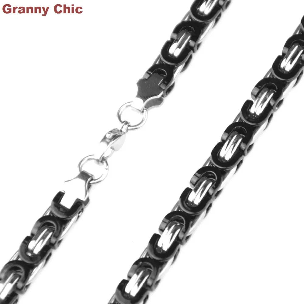 Мужская плоская Византийская цепочка Granny Chic ожерелье из нержавеющей стали