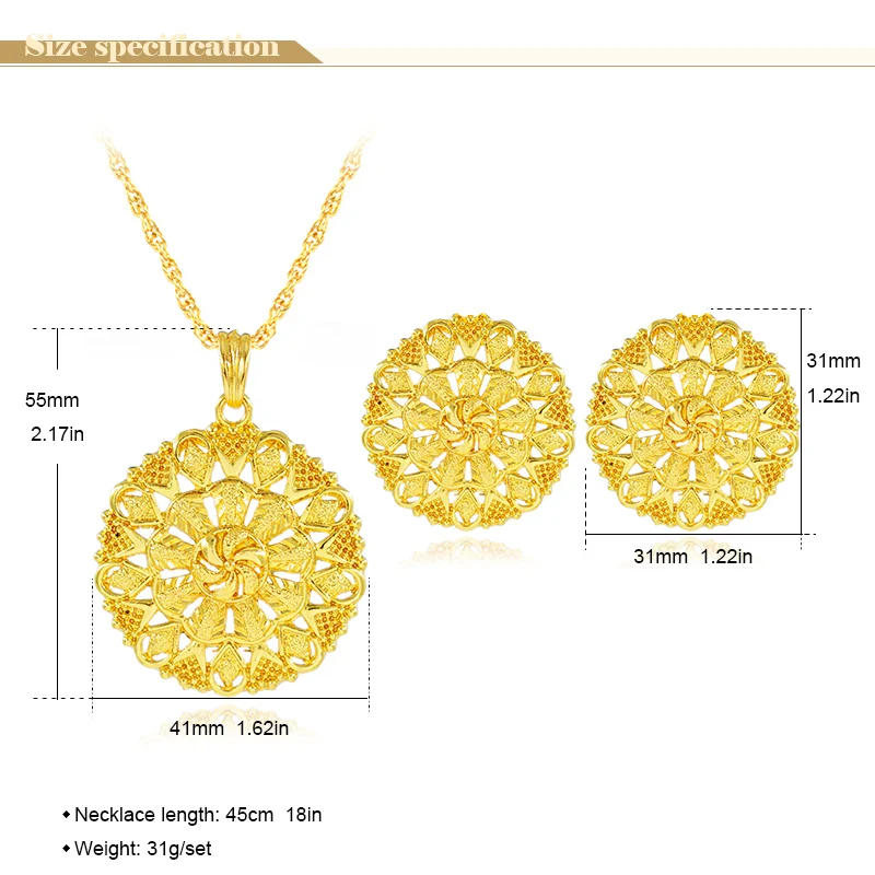 Sunny Jewelry классические круглые Ювелирные наборы для женщин колье серьги кулон