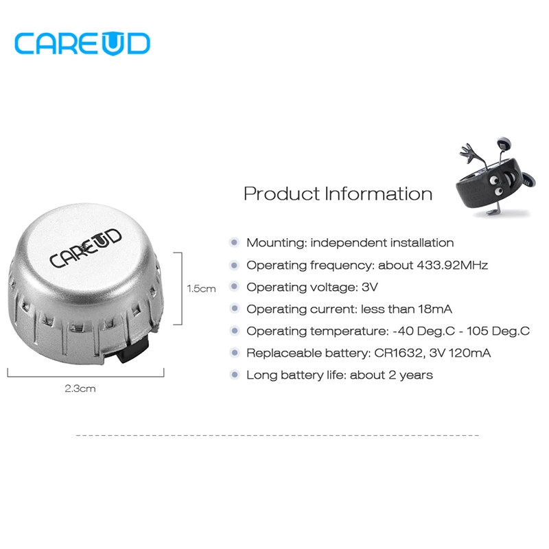 1 шт. внешний датчик CAREUD со сменной батареей сменный только для CAREUD TPMS монитор давления в шинах с 0-8bar датчик
