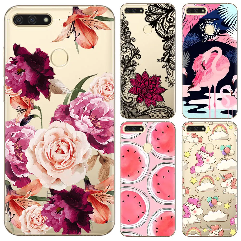 For Huawei Honor 7A Pro Case Soft Silicone TPU Transparent Printing Phone Back Protective Cover |