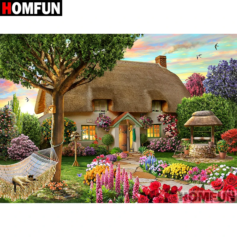 Алмазная вышивка HOMFUN A07086 5D сделай сам с квадратными/круглыми бусинами Цветочный