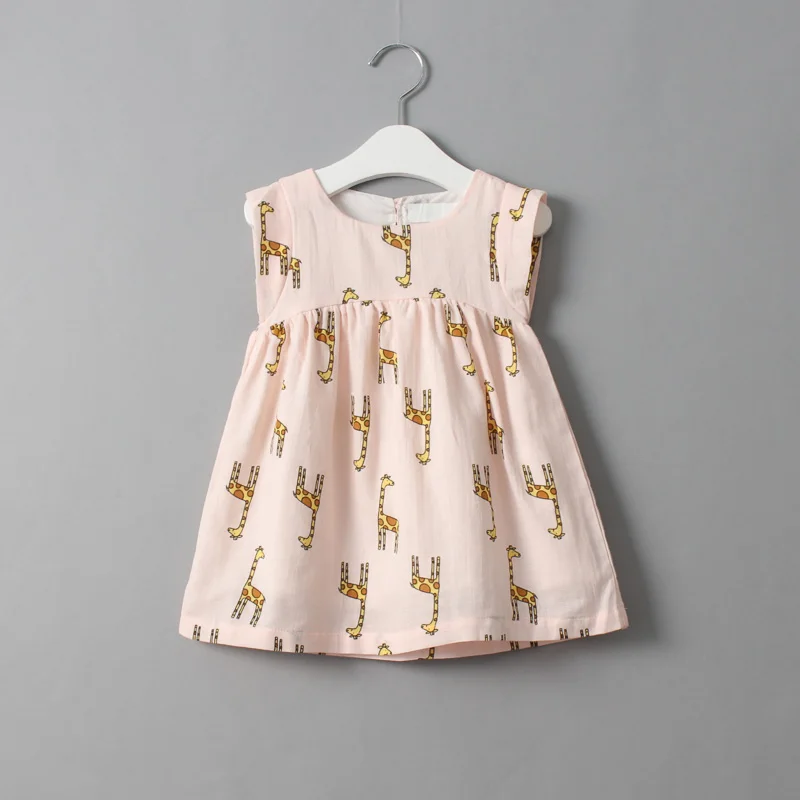 Летнее платье без рукавов для маленьких девочек милое детское с рисунком жирафа