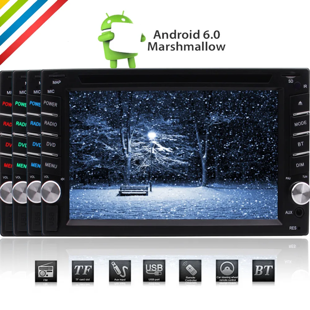 HD сенсорный экран Android 6 0 OS двойной DIN в приборной панели головное устройство