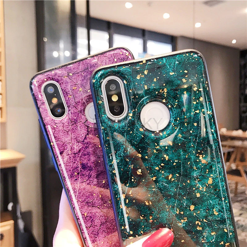 Мягкий ТПУ силиконовый чехол для Xiaomi mi A2 8 LITE MAX 3 mi X 2 2S A1 mi 8 SE Red mi S2 Note 6 pro Bling marble Gold foil Coque чехол