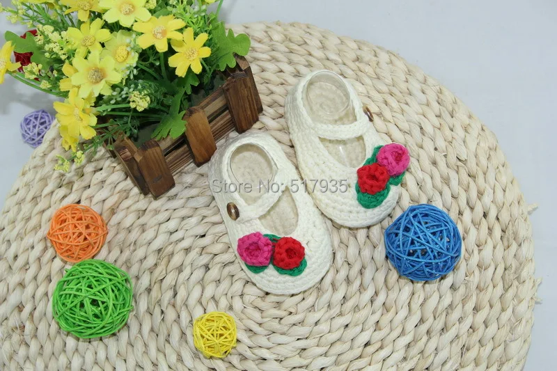 Бесплатная доставка кроше ручной работы обувь для маленьких девочек 100% хлопок