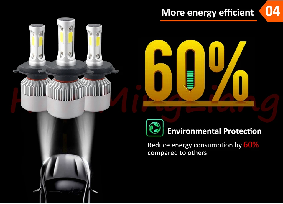Марка Light S2 H4 H7 H1 вел Фары для авто H11 H13 12 В 9005 9006 H3 9004 9007 9012 72 Вт 8000LM автомобиля