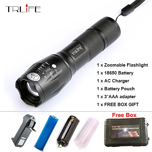 option B E17 Flash Lights L2 T6 алюминиевый водонепроницаемый масштабируемый светодиодный фонарь с 5 режимами с аккумулятором 18650 или AAA - Испускаемый цвет: option B