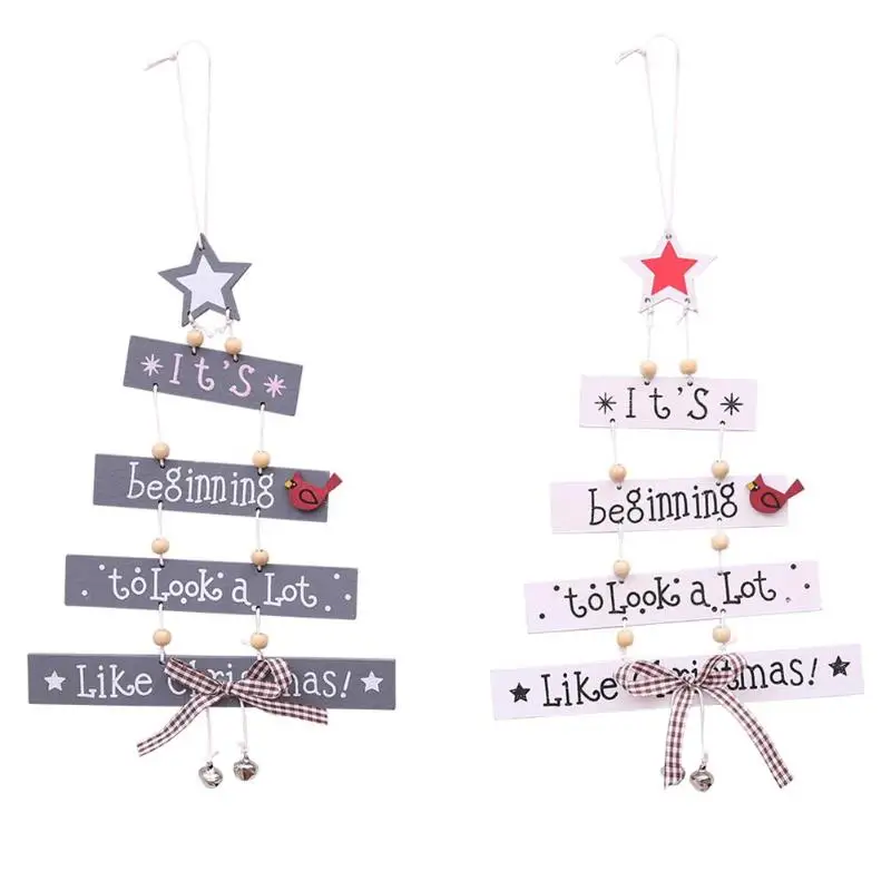 1PC Wood Christmas Tree Ornament Wooden Pendant Xmas Gift Noel Decoration for Home Navidad 2019 | Дом и сад