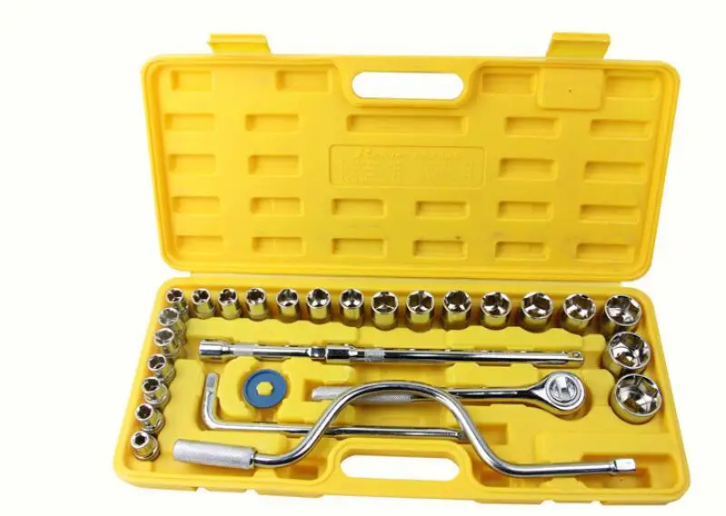 

28pcs 1/2" drive socket set H handle hand rocker 5inch/10inch rod car vehicle hardware tool
