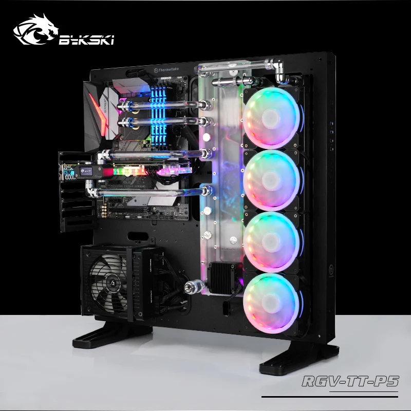 BYKSKI акриловая доска водный канал решение использовать для ThermalTake/Tt Core P5 для ЦП GPU Блок/3PIN RGB/вместо резервуара