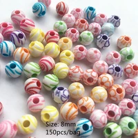 8mm arcylic stripe bamboo round beads for jewelry making big hole helix vortex mixed color toothpick accessories meideheng