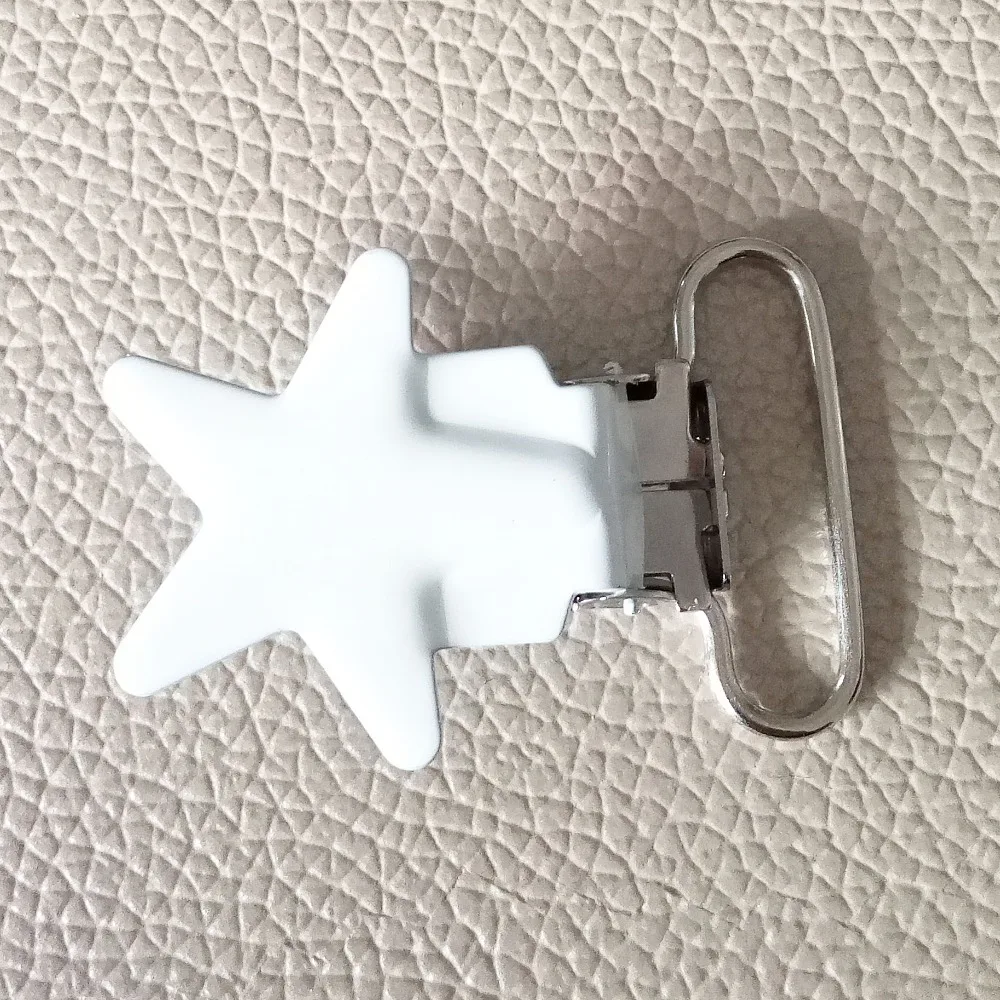 star metal suspender clips 100pcs pacifier holder clip for baby white | Дом и сад
