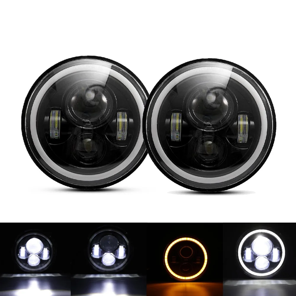 Style 1 Oslamp 2 шт. 7 дюймов 60 Вт желтый/белый Halo угол глаза светодиодный головной светильник лампы AC/DC 12V светодиодный фары дальнего света светильник для Land Rover - Испускаемый цвет: Style 1