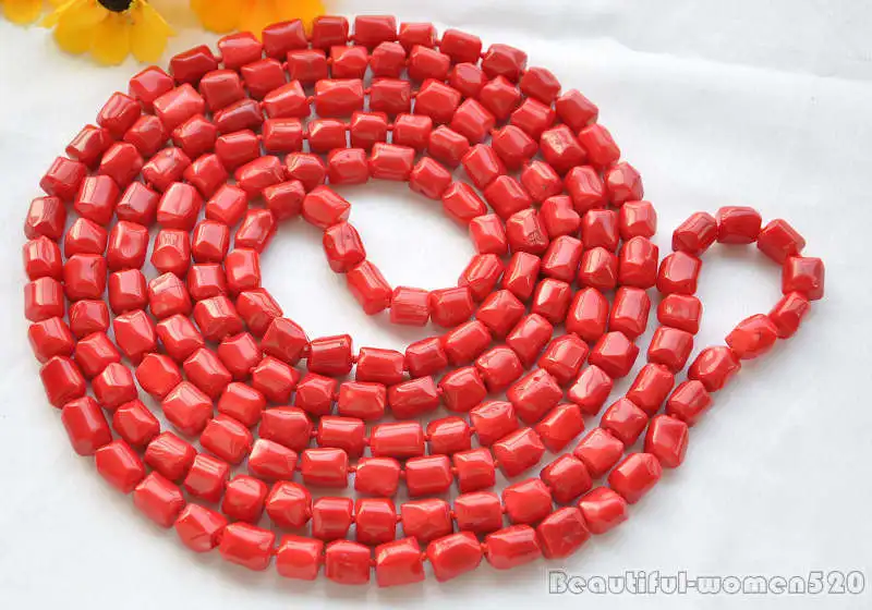

Z5205 Long 12x14mm massive red coral NECKLACE 100inch