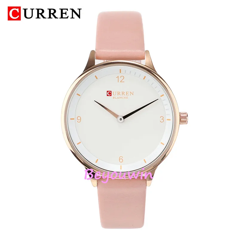 50 шт./лот curren 9039 роскошные женские белые часы с кожаным циферблатом кварцевые