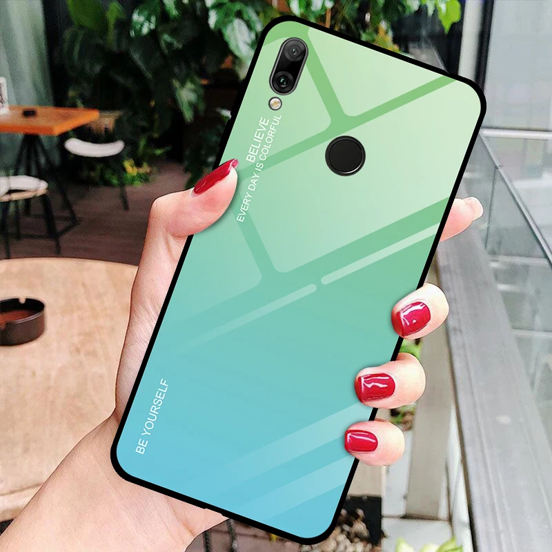 06 Ультратонкий чехол для huawei Y5 Y9 Y6 Prime Y7 Pro чехол для телефона жесткий защитный чехол из закаленного стекла - Цвет: 06