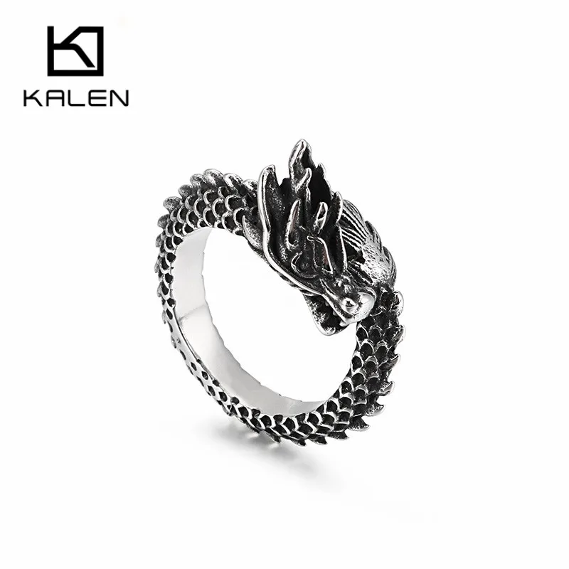 Мужские кольца KALEN в стиле хип-хоп из нержавеющей стали с золотым и черным