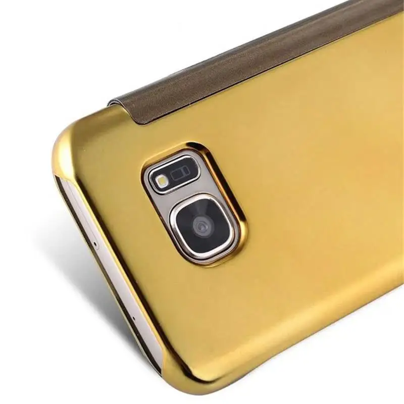 Зеркальные Чехлы 200 шт./лот прозрачный флип чехол с окошком для Samsung Galaxy S7 Edge УФ