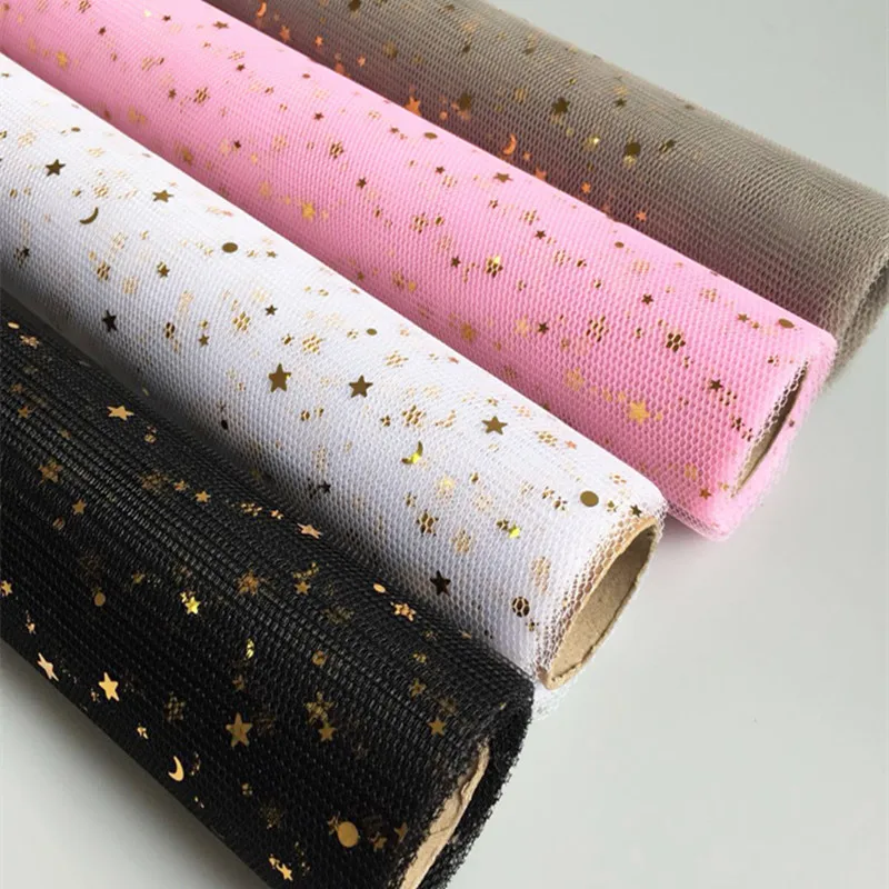 Цветочный букет упаковка звезда Луна сетка фон Марля ткань 48 см * 5 ярдов стол Десс