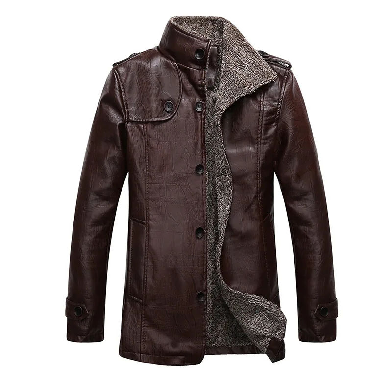 

2017 Jackets jaqueta couro Thickening men's pu leather jacket men stand collar Winter Jacket Men Coat waterproof jacket M-4XL
