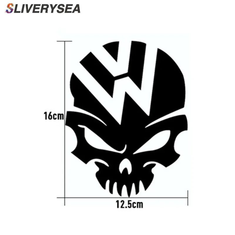

SLIVERYSEA 16*12.5CM Evil Skull Scary Face Car Stickers Funny Motorcycle Vinyl Decals Black / Silver #B1323