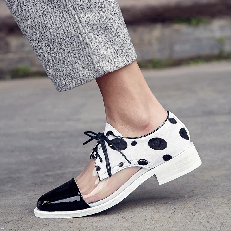 

Dilalula 2021 New 33-42 Fashion Girl Spot Spring Pumps Women Genuine Leather Transparant lace-up Casual Shoes Woman Med Heels