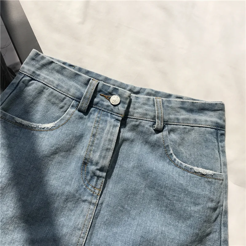 Женская джинсовая юбка-карандаш асимметричная облегающая мини-юбка на пуговицах