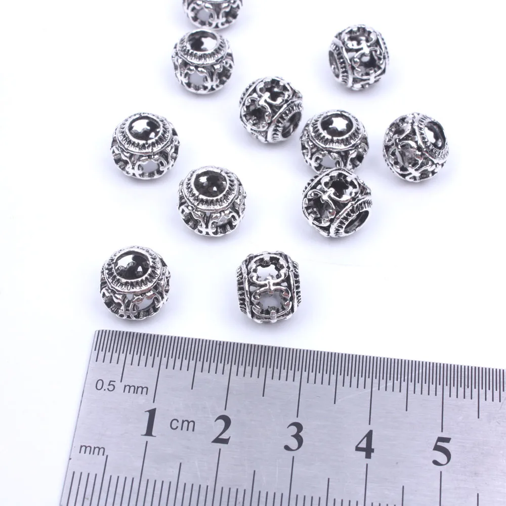 10 шт./лот мм тибетские серебряные металлические пустотелые шарики бусины с